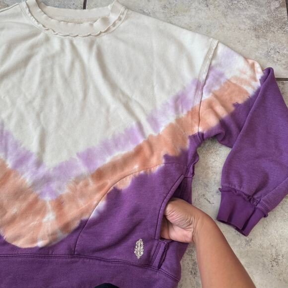 Free People Movement Ombré Mette Crew Neck Tie Dye Sweatshirt size XS oversized - Picture 13 of 14